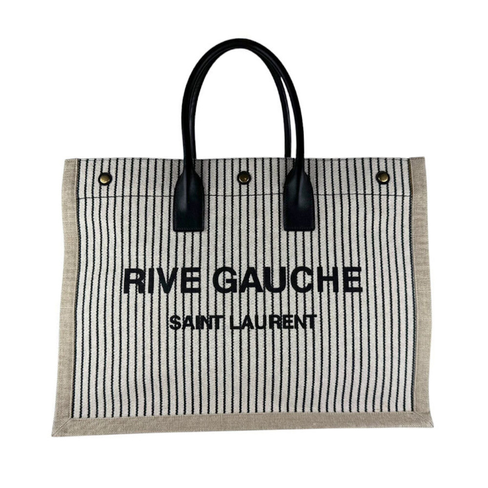 Saint Laurent SAINT LAURENT Tote Bag Handbag Rive Gauche Canvas Leather Black...